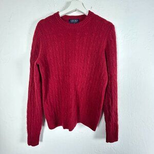 Allen Solly Womens Red Cable Knit Sweater Small 100% 2 Ply Cashmere Crew Neck
